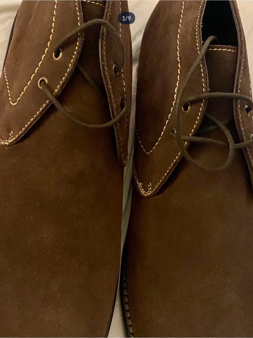 French Connection Brown Suede Chukka Boots with Contrast Stitching